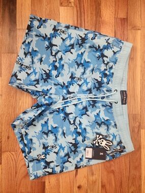 Psycho Bunny Men's Blue Camo Swim Shorts